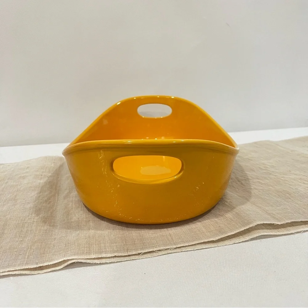 Rachel Ray 4 Quart Oval Baker Dish Yellow Mustard Stoneware Glazed Glassy
